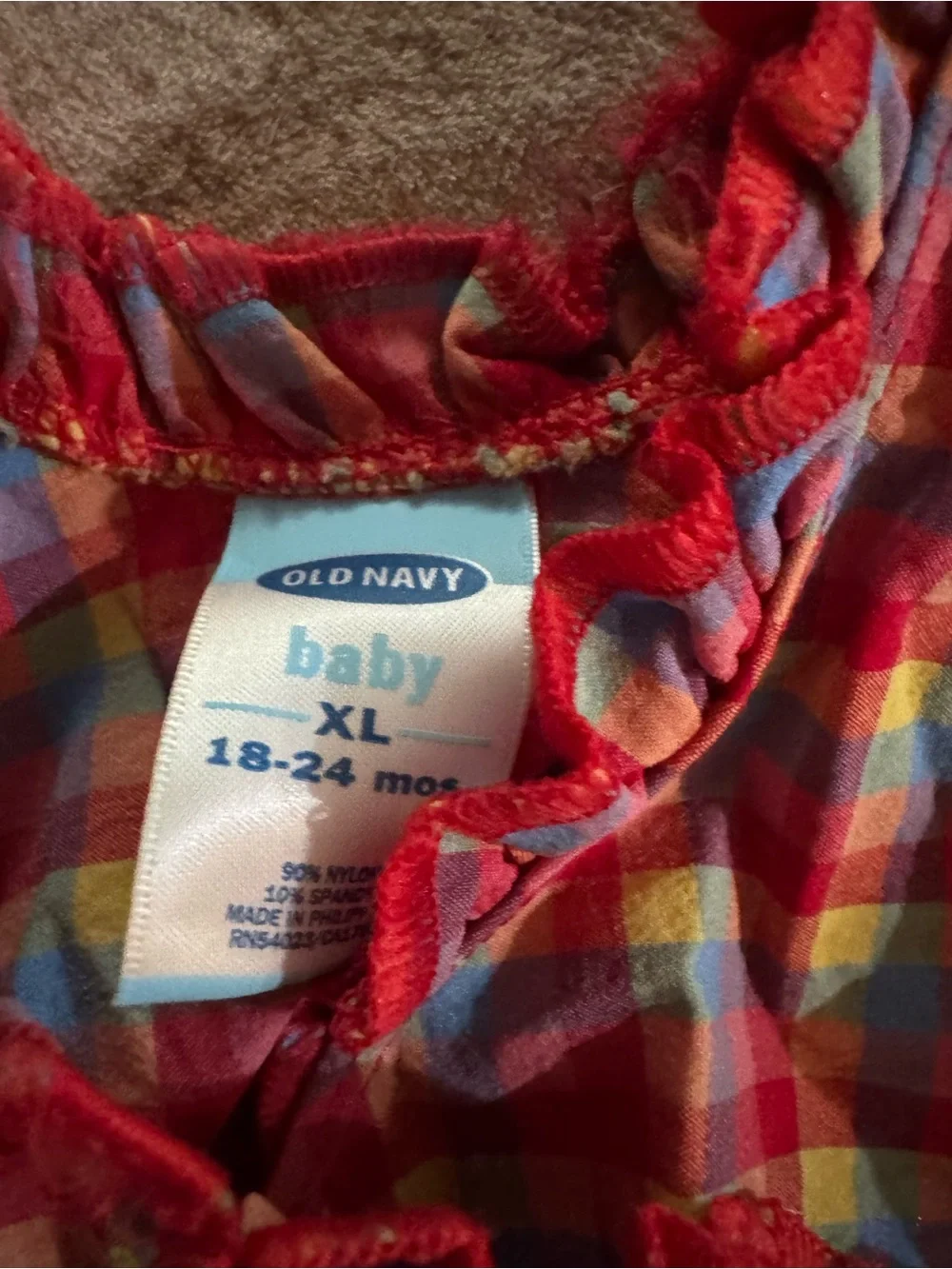 Old Navy Red Yellow Blue Plaid Girls Matching Set